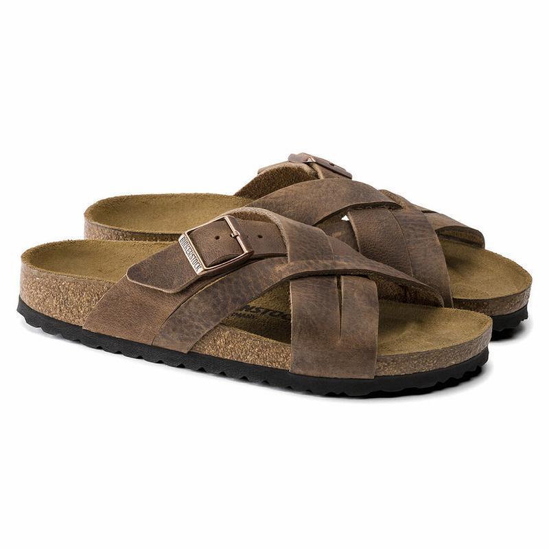 Birkenstock Lugano Oiled Læder Sandaler Herre Brune | DK 222NWY